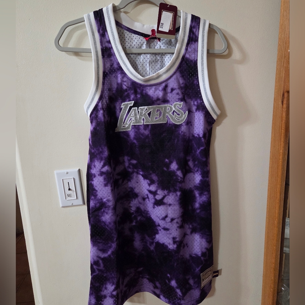 Women's Mitchell & Ness Purple Los Angeles Lakers Hardwood Classics Galaxy Jerse